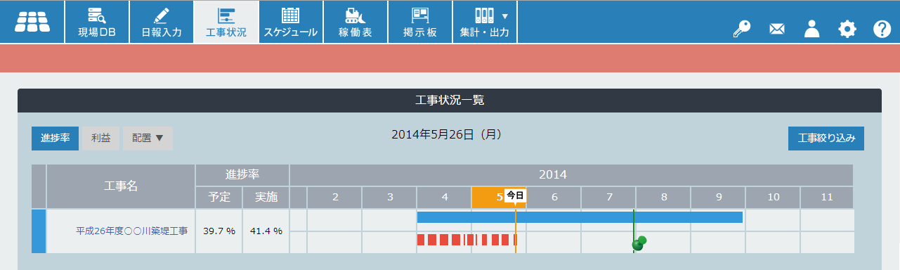 工事状況画面